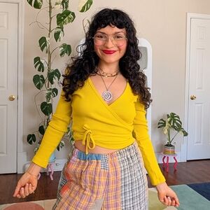 SOLD - Big Bud Press Yellow Wrap Top